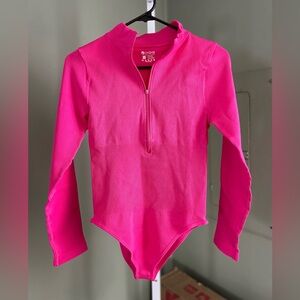 OQQ Pink Long Sleeve Bodysuit NWOT